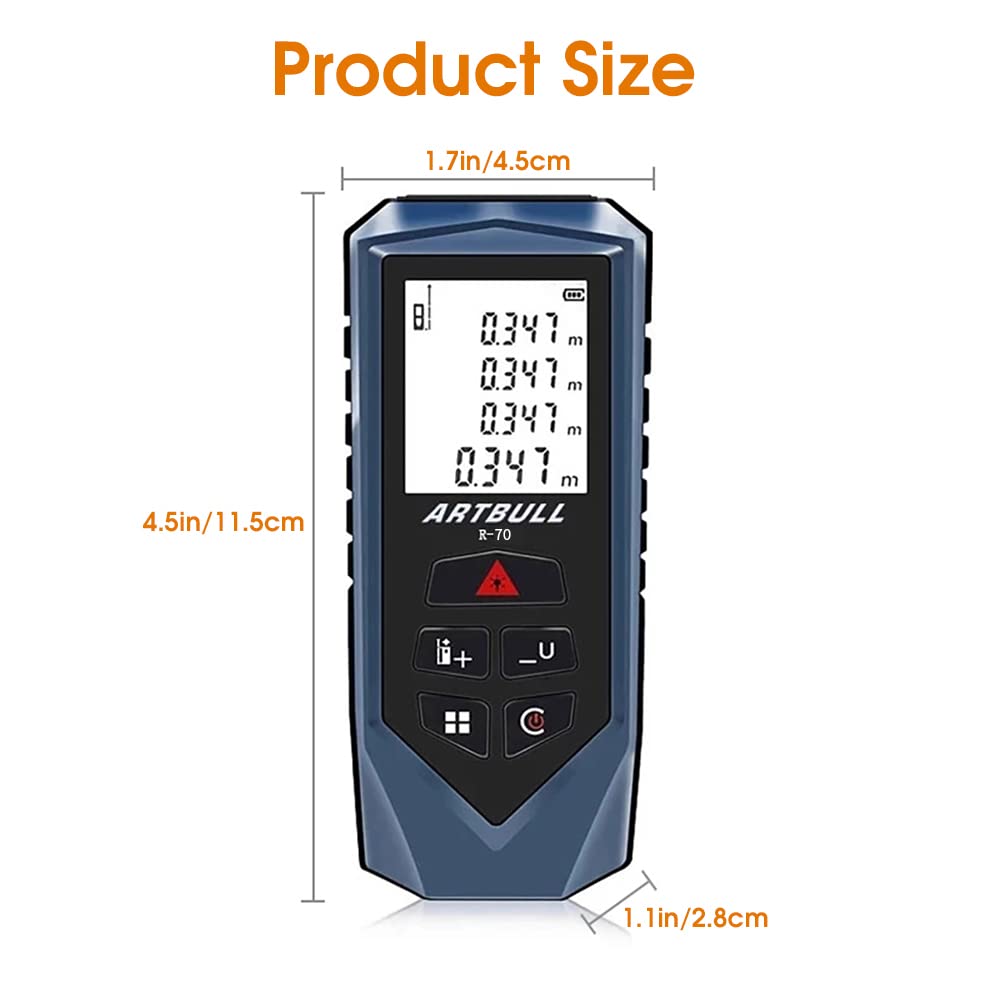 Serplex Laser Measuring Tape, 70m /229ft Laser Measure Device, ¡À 2mm Precise Digital Laser Measuring Device with Area Volume Pythagorean Calculation, LCD Backlit, Battery Powered, with Storage Pouch Serplex Laser Measuring Tape, 70m /229ft Laser Measure Device, ¡À 2mm Precise Digital Laser Measuring Device with Area Volume Pythagorean Calculation, LCD Backlit, Battery Powered, with Storage Pouch